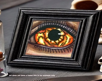 Contaminated zombie eye aceo original art, monsters horror art, hand drawn art atc art card, original art drawing, sci fi art miniature