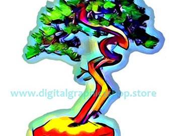 Chakra Aura Bonzai tree Abstract printable art clipart jpg download digital image graphics downloadable nature zen artwork