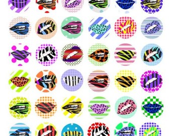 digital collage sheet, lips, lipstick, makeup printables, patterns, clipart, instant downloads, 1 inch circle, images to print