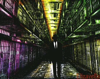 Alcatraz Ghost Art Print: Dark Fantasy Horror Artwork