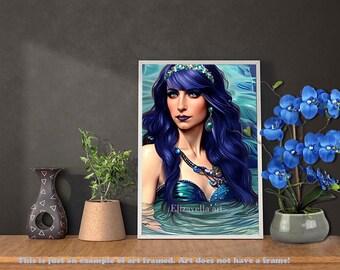 Pisces queen Mermaid Zodiac fantasy art print 8x10 inch birthday sign fairytale gifts