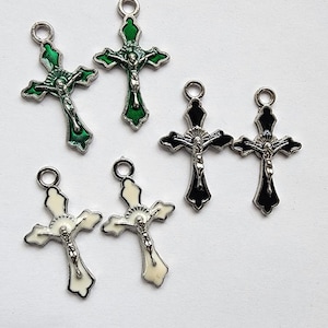 jesus christ charms enamel Cross pendants metal crucifix 6 piece 18mmx30m religious jewelry lot