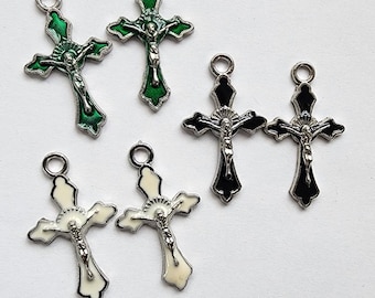 jesus christ charms enamel Cross pendants metal crucifix 6 piece 18mmx30m religious jewelry lot