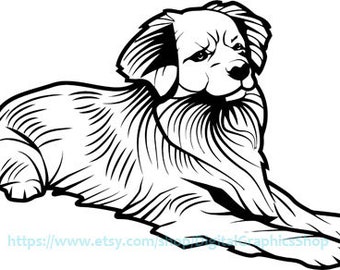 Golden Retriever dog png, jpg, clipart, printable art, digital instant download, animals pets, line art, downloadable images to print