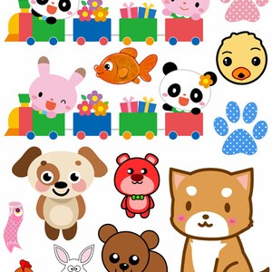 cute cartoon baby animals digital collage sheet printable art animal clipart instant download scrapbook journals cards tags craft papers