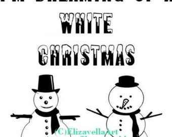 snowman white Christmas  printable art download digital image png jpg graphics instant downloadable illustration cartoon art