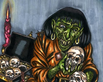 Pirate Zombie original art drawing horror comics art buried treasure monsters creatures artwork illustrations