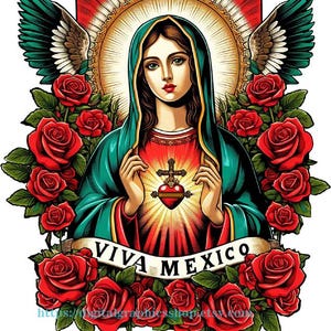 Notre-Dame de Guadalupe Mère Mary Viva Mexico png clipart, portrait de femme vierge marie jpg COULEUR ILLUSTRATION art impression numérique téléchargement