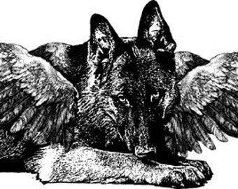 animals pet memorial, printable art, German shepherd  dog angel, png, jpg, clipart, digital print, instant download, transfer images