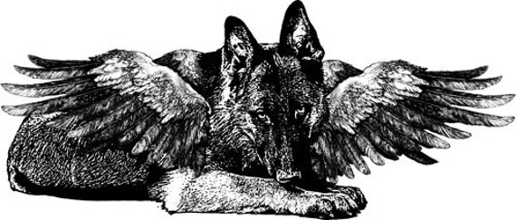 animals pet memorial, printable art, german shepard dog angel, png, jpg, clipart, digital print, instant download, transfer images