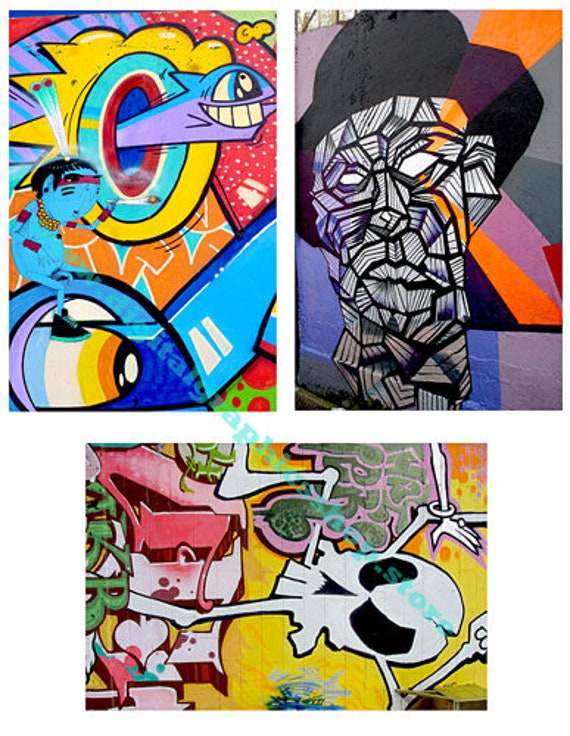 4 x6 inch printable wall art, graffiti street art, urban abstract paintings, collage sheet, jpg, digital prints, instant download art,