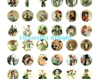 saint pattys day st patricks day irish holiday clipart digital download collage sheet 1 inch circles vintage graphics images printables