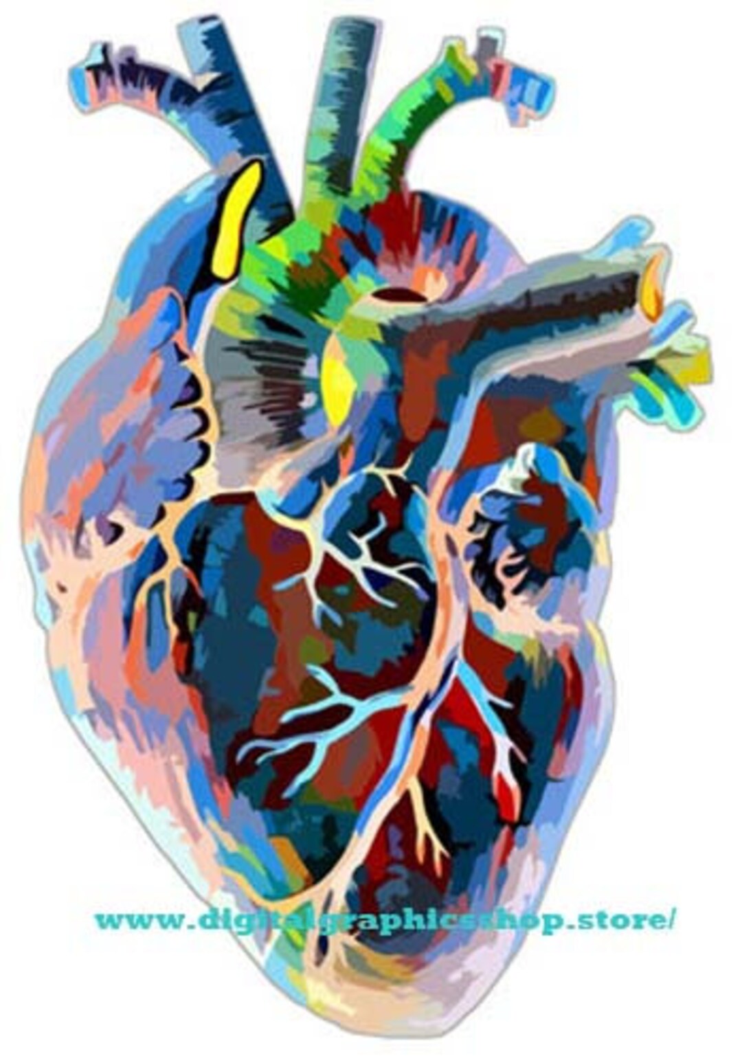 Colorful Abstract Heart Printable Wall Art Human Anatomy Heart Svg ...