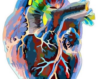 colorful abstract Heart printable wall art human anatomy heart svg digital instant download png jpg graphics