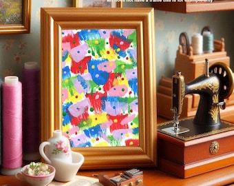 abstract aceo painting, ATC original art, miniature paintings polkadots and splotches tiny artwork