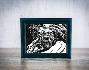 Zombie Art / Abstract Zombie drawing / ink illustration / horror original art