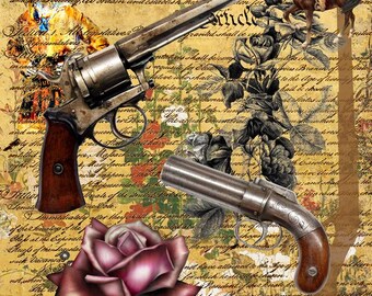 american constitution second amendment print guns roses digital art cowboy art country & western right to bear arms vintage ephemera