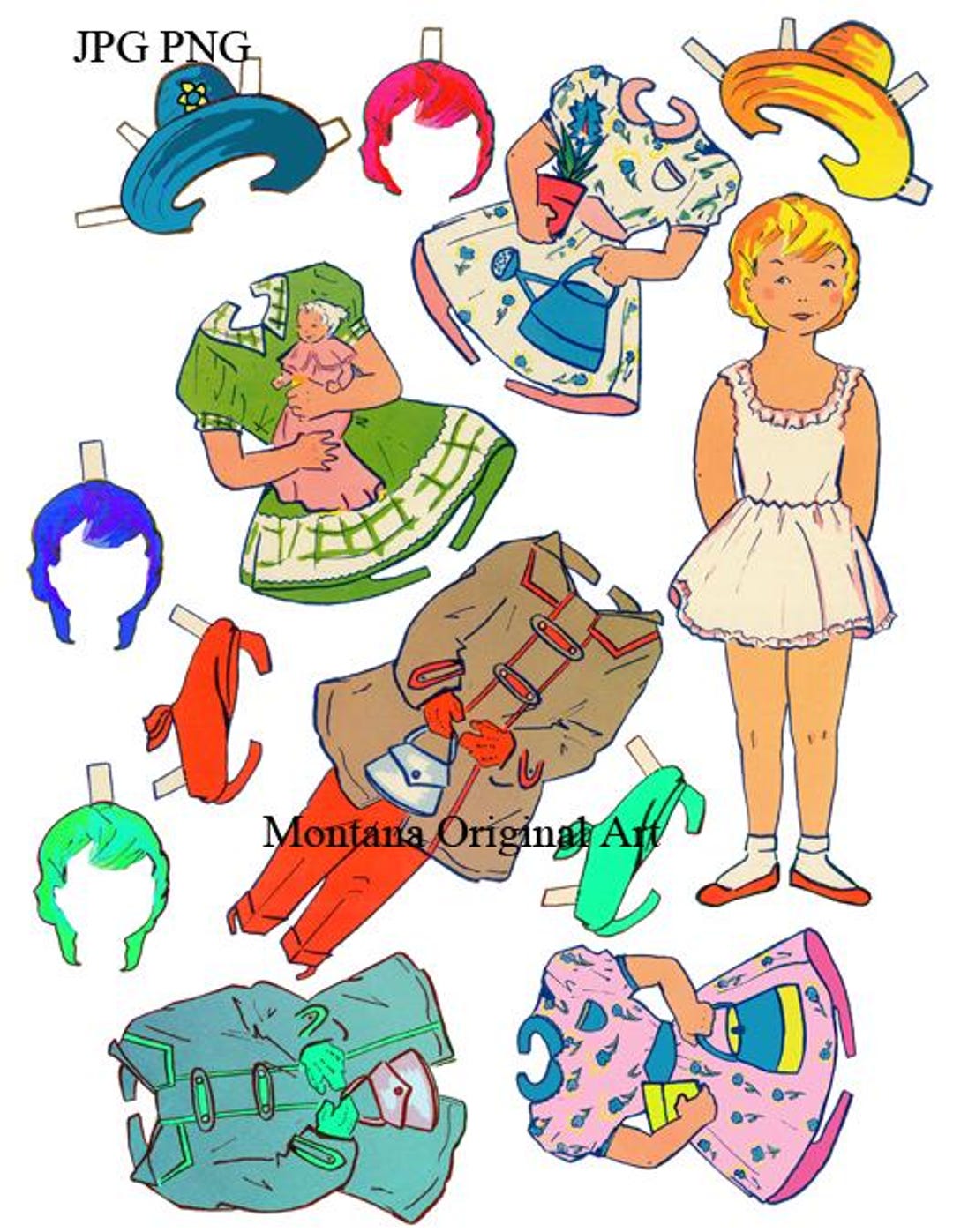 Little Girl Paper Doll With Clothe Kids Crafts Printable Digital Paper ...