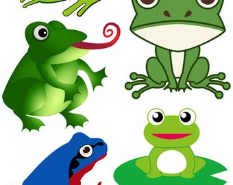 cartoon frogs toads png jpg printable art collage sheets digital download  die cuts animals graphics images kids diy crafts cutouts