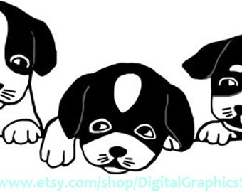3 puppy dogs, clipart, puppies, png, jpg, svg printable art, instant download, digital prints, puppy brother and sister, nursery wall art