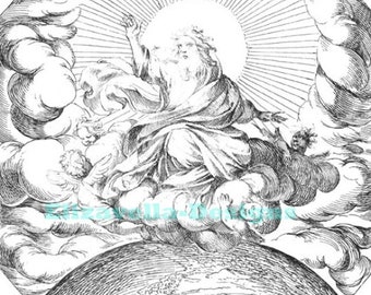 God creating heaven and earth,  kids adult coloring pages, art printables, bible coloring, line art, digital prints, instant download