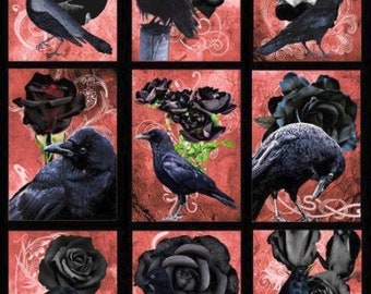 digital collage sheet black crows black roses goth 2.5" x 3.5" aceo , atc, cards, instant download printable crow bird art