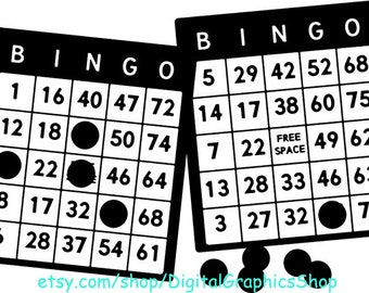 bingo game cards and chips clipart png overlay jpg svg printable art digital instant download logo icons graphics