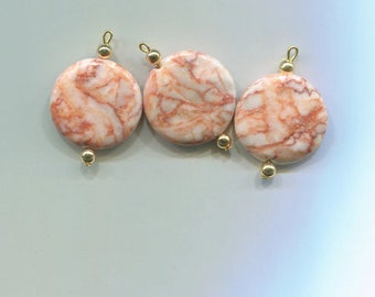 gemstone pendants stone charms red marble circle jewelry charms 25mm 3 pc findings