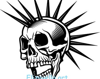 punk rocker skull guy svg clipart skull png jpg printable art digital download