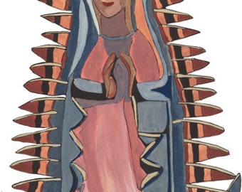 Virgin Mary Our Lady of Guadalupe watercolor painting printable art, mother mary png clipart, religious artwork digital instant download