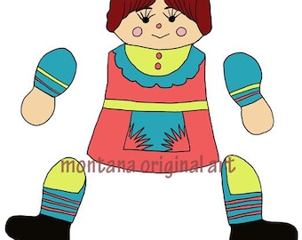 little girl wood toy articulated paper doll kids craft printable