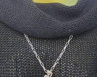 Ballet Ballerina Dancer necklace, large pewter metal pendant silvertone chain statement jewelry