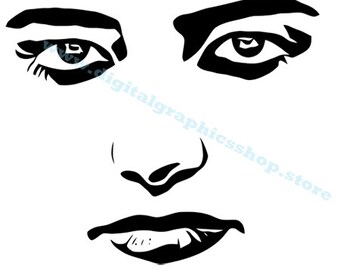 serious womans svg, face clipart png, printable wall art, instant download, digital print, digi stamp, template