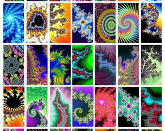 rainbow, abstract art, fractals, digital collage sheet, instant download, 1" x 2" inch, domino images, Printables, Scrapbooking