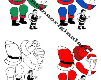 articulated Santa paper dolls 3 colors Christmas craft cut outs printable download sheet