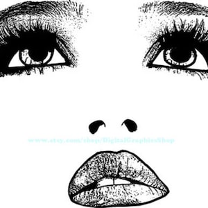 cara de mujer mirando maquillaje imprimible arte clipart png svg vector descarga digital cara belleza imagen gráficos blanco y negro