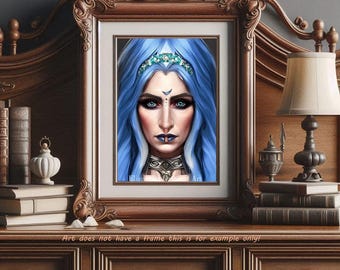 Aquarius Queen woman art print Zodiac art prints, original art 8x10 inch semi gloss fantasy fairytale art print