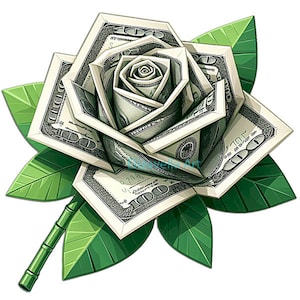 100 Hundred Dollar Bill Rose png Origami Papiergeld Clipart Bargeld Reich Banknote Reichtum Art Design Logos