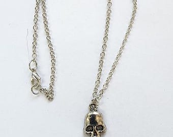 silver skull necklace, cross crucifix necklace, unisex mens womens goth biker punk jewelry