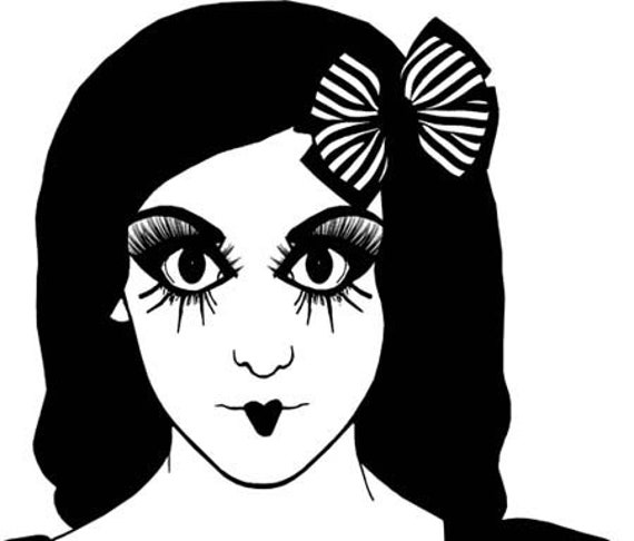 goth doll makeup art printable, woman clipart png, digital print, instant download, face png