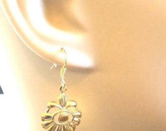 gold heart earrings, padlock charms, chandelier earrings, flower charms, metal, steampunk jewelry