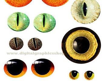 animal eyes collage sheet, die cuts, circles, clipart, digital print, instant downloads, diy crafts, scrapbooking, junk journals