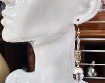 clear bead drop pendulum earrings long dangles handmade jewelry