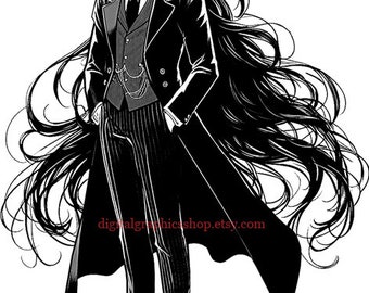 goth vampire man png clipart dark fantasy horror printable art, digital prints long hair goth guy jpg PDF