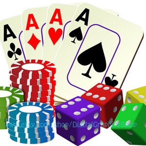 4 assi, clipart di gioco d'azzardo, dadi, carte, fiches da poker, casinò, png jpg, arte stampabile, stampa digitale, download istantaneo, trasferire immagini
