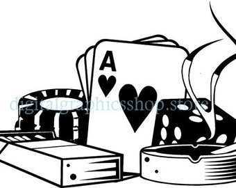 gambling casino png dice ace card poker chips png, ashtray Cigarette, clipart, casino svg printable art digital instant download