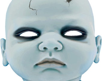 creepy zombie baby doll head png, porcelain baby doll, muneca png, horror clipart, jpg, printables, instant downloads, transparent pngs