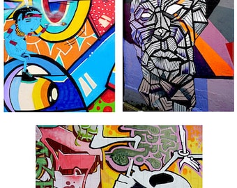 graffiti street art, 4 x6 inch printable wall art,  urban abstract paintings, collage sheet, jpg, digital prints, instant download art,