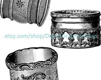 3 victorian cuff bracelets vintage art printable, jewelry clipart, instant download, digital prints, jewelry illustrations,