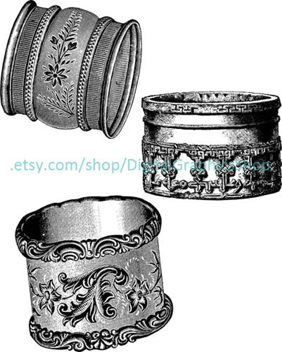 3 victorian cuff bracelets vintage art printable, jewelry clipart, instant download, digital prints, jewelry illustrations,